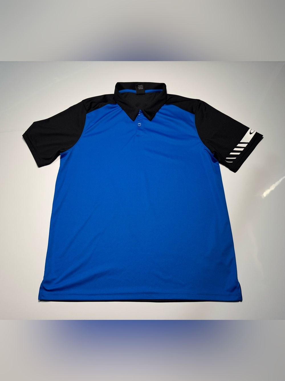 Oakley Mens Short Sleeve Black Blue Golf Polo Size Large